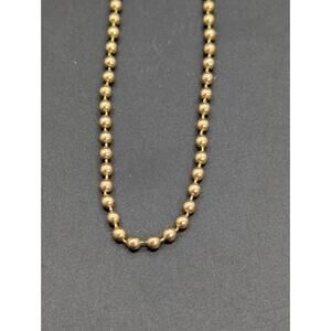 14K Yellow Gold 2mm Double Moon Cut Bead Chain Necklace 6.38 Grams 19” Length